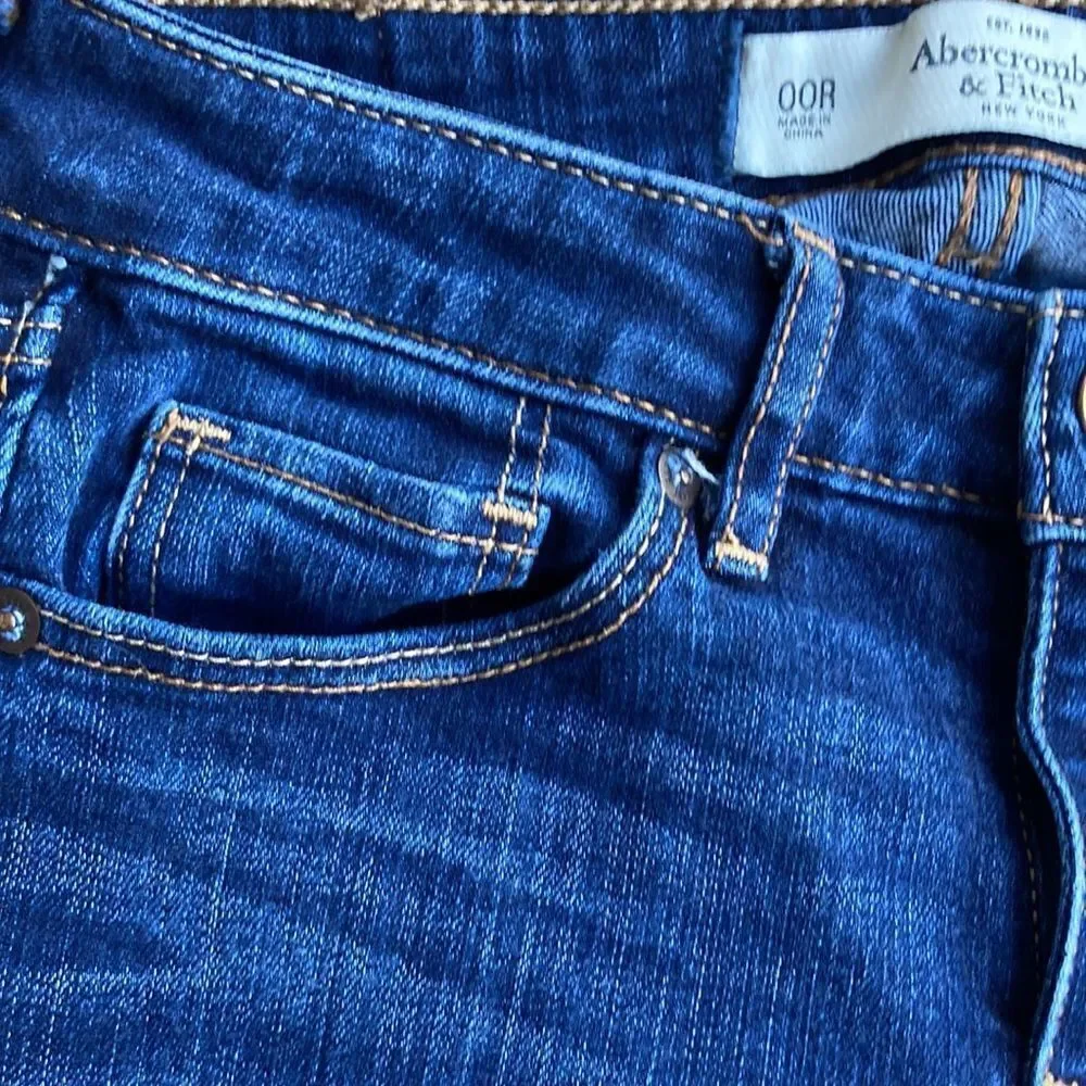 Abercrombie & Fitch Straight Leg Skinny Five Pocket Jeans Size 00R W 24 L 31 - Picture 11 of 16